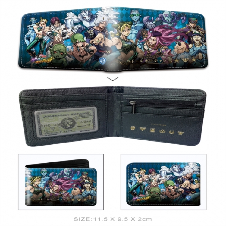 JoJos Bizarre Adventure 3D concave convex two fold short card wallet wallet wallet 11X9.5X2cm 65G