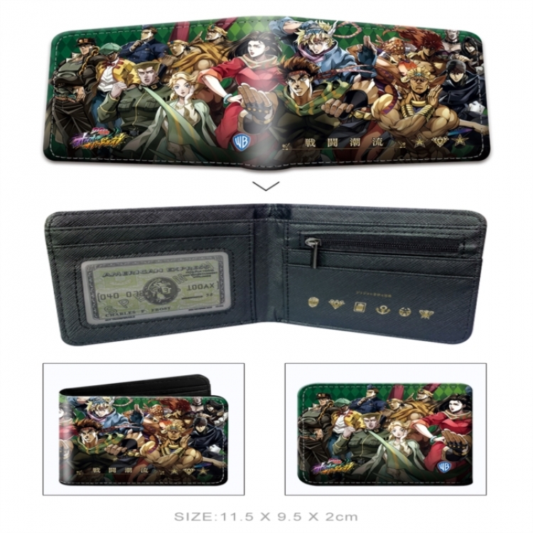 JoJos Bizarre Adventure 3D concave convex two fold short card wallet wallet wallet 11X9.5X2cm 65G