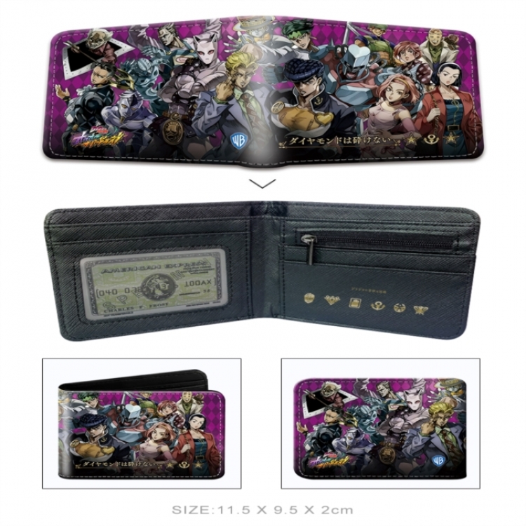 JoJos Bizarre Adventure 3D concave convex two fold short card wallet wallet wallet 11X9.5X2cm 65G