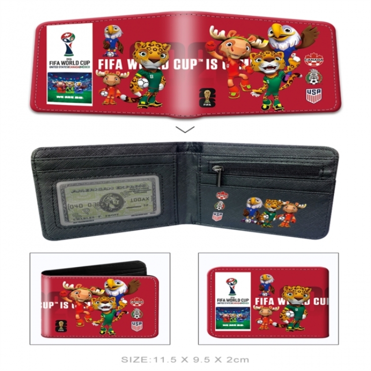 World Cup 3D concave convex two fold short card wallet wallet wallet 11X9.5X2cm 65G