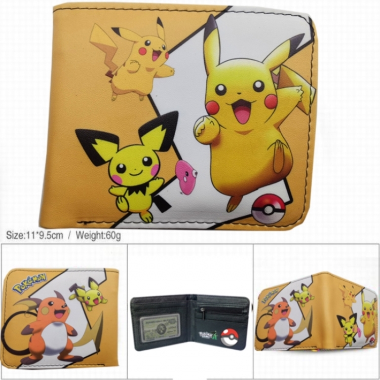 Pokemon 3D concave convex two fold short card wallet wallet wallet 11X9.5X2cm 65G