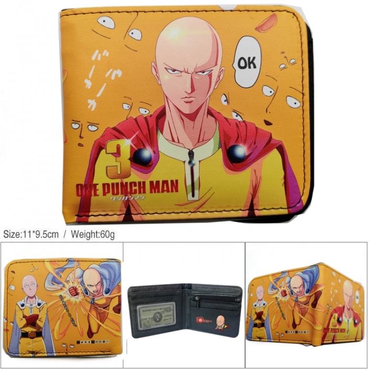 One Punch Man 3D concave convex two fold short card wallet wallet wallet 11X9.5X2cm 65G