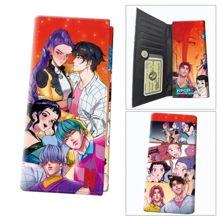 K-Pop Demon Hunters Anime wallet long wallet buckle storage bag 18.5x9.5x2CM 100g