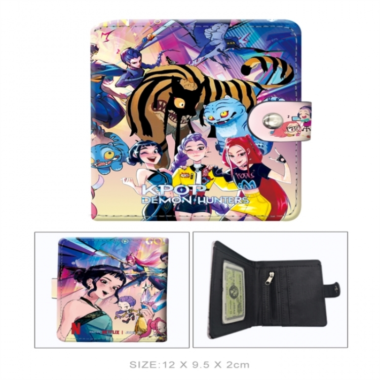 K-Pop Demon Hunters PU vertical wallet short wallet buckle storage bag 12x9.5x2CM 60G