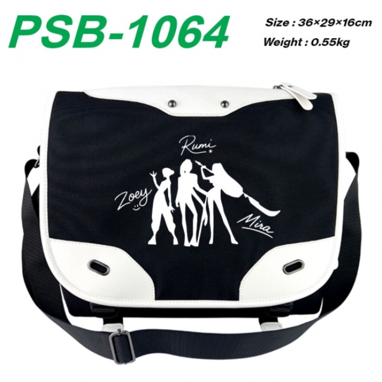 Kpop demon hunters Black and white anime waterproof nylon shoulder messenger bag schoolbag 36X29X16CM