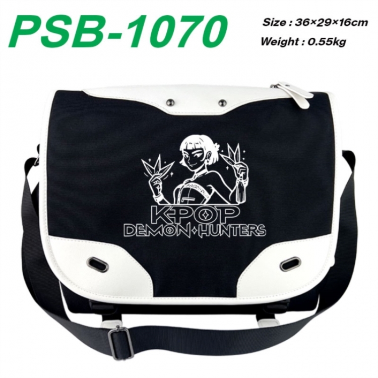 Kpop demon hunters Black and white anime waterproof nylon shoulder messenger bag schoolbag 36X29X16CM