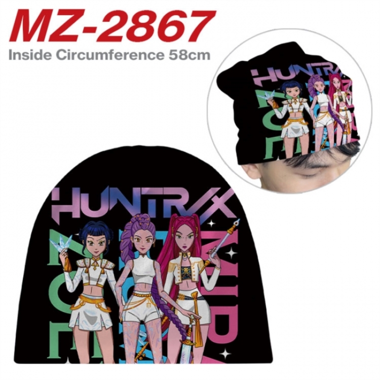 Kpop demon hunters Anime full-color printed hat knitted hat circumference 58cm