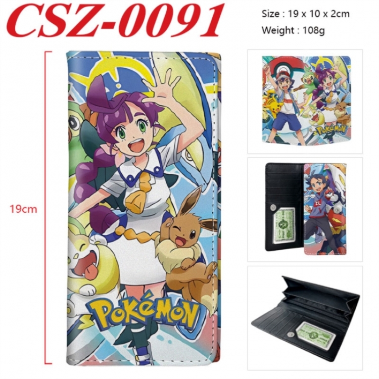 Pokemon Anime peripheral long three fold wallet 19x10x2cm