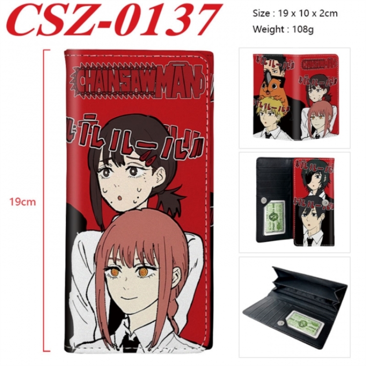 Chainsaw Man Anime peripheral long three fold wallet 19x10x2cm