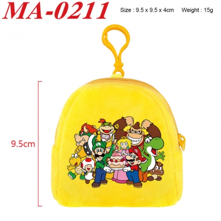 Super Mario Anime cartoon plush coin purse 9.5X9.5X4cm