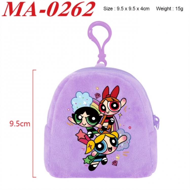 The Powerpuff Girls Anime cartoon plush coin purse 9.5X9.5X4cm