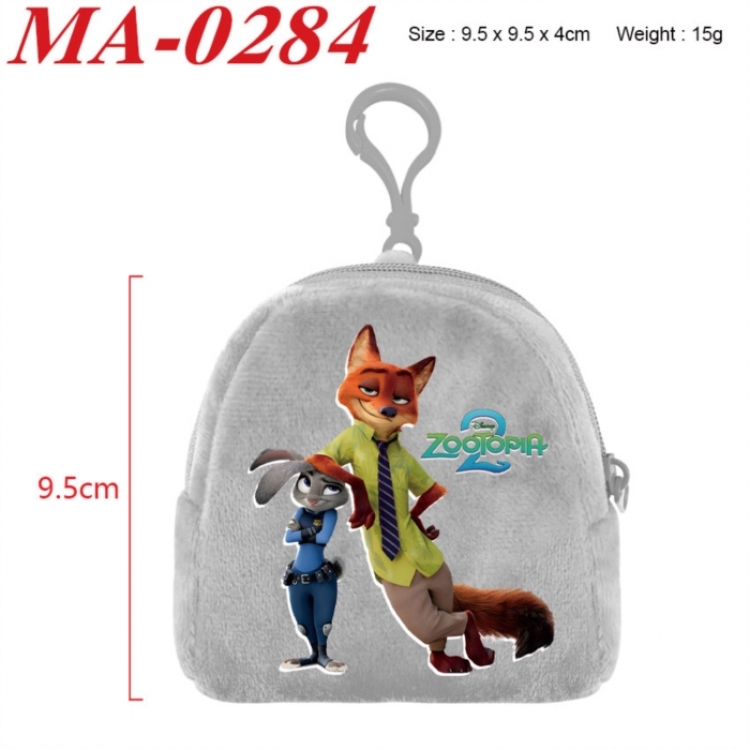 Zootopia Anime cartoon plush coin purse 9.5X9.5X4cm