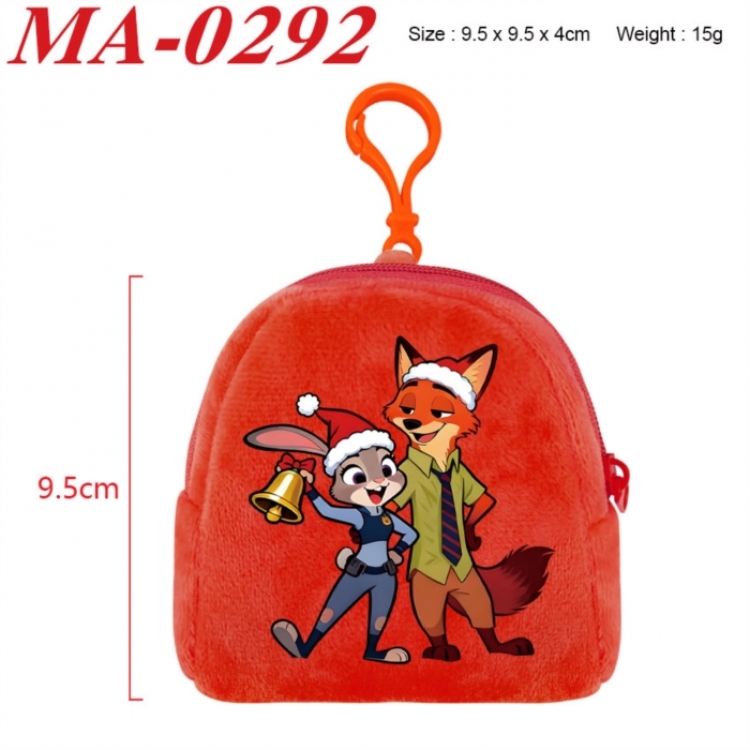 Zootopia Anime cartoon plush coin purse 9.5X9.5X4cm
