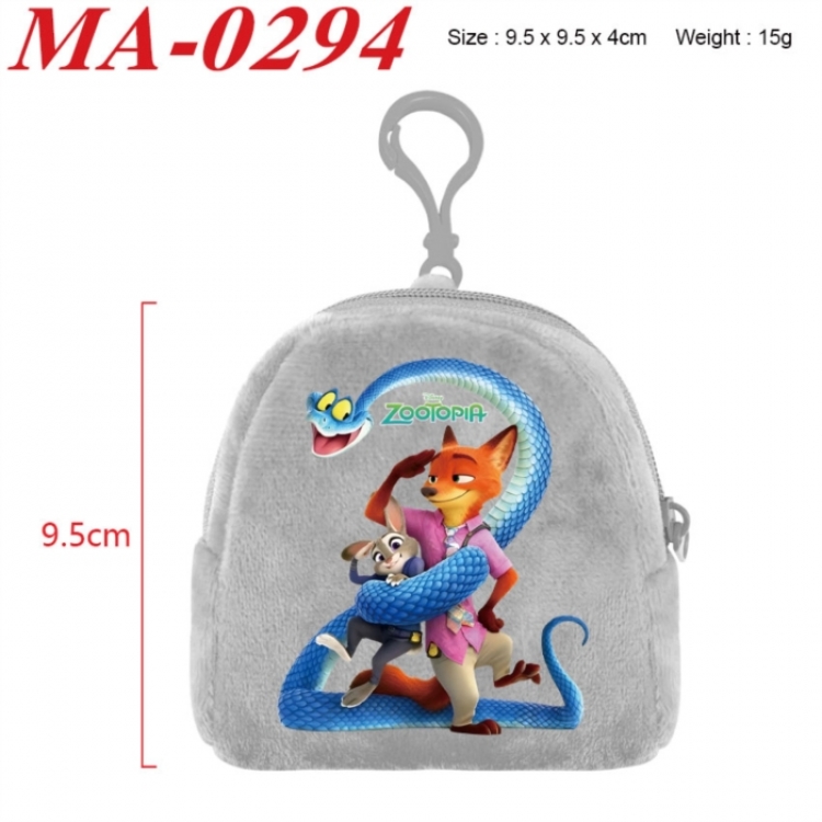 Zootopia Anime cartoon plush coin purse 9.5X9.5X4cm
