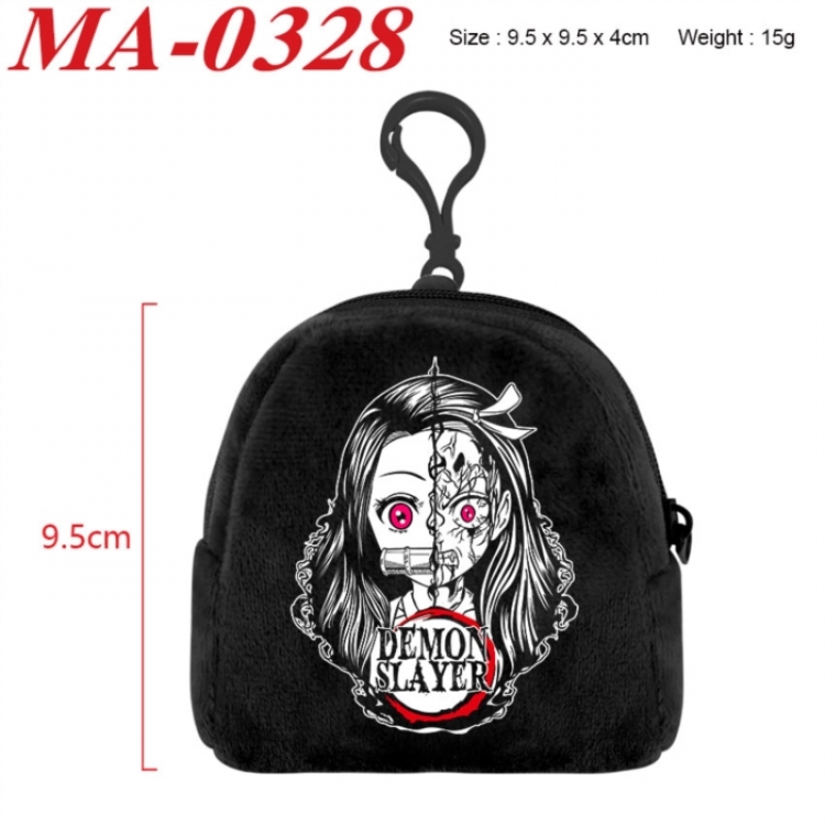 Demon Slayer Kimets Anime cartoon plush coin purse 9.5X9.5X4cm