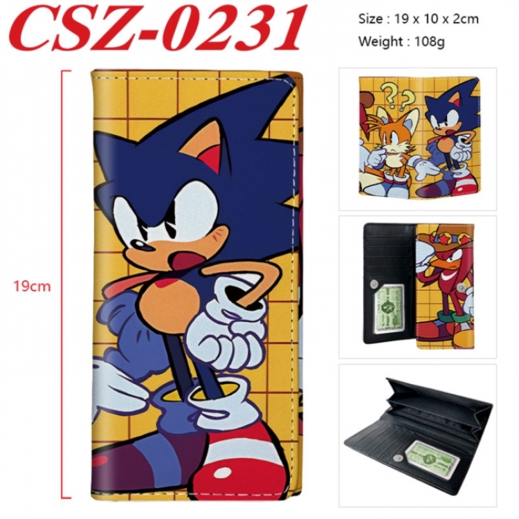 Sonic The Hedgehog  Anime peripheral long three fold wallet 19x10x2cm