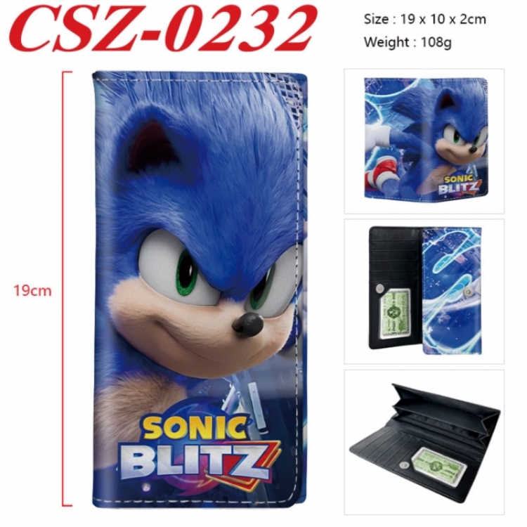 Sonic The Hedgehog  Anime peripheral long three fold wallet 19x10x2cm