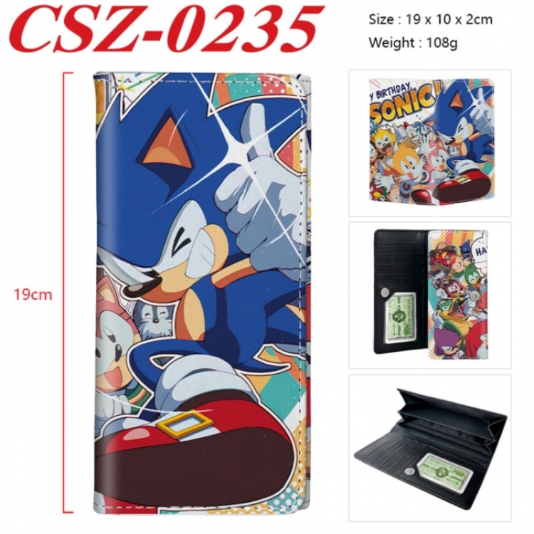 Sonic The Hedgehog  Anime peripheral long three fold wallet 19x10x2cm