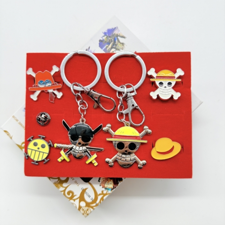 One Piece Anime peripheral keychain ring badge box set