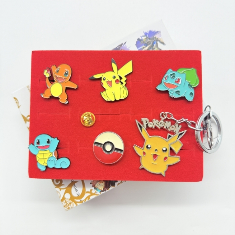 Pokemon Anime peripheral keychain ring badge box set