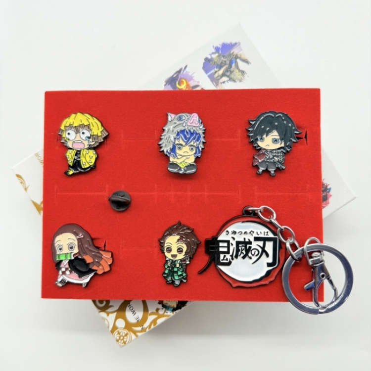 Demon Slayer Kimets Anime peripheral keychain ring badge box set