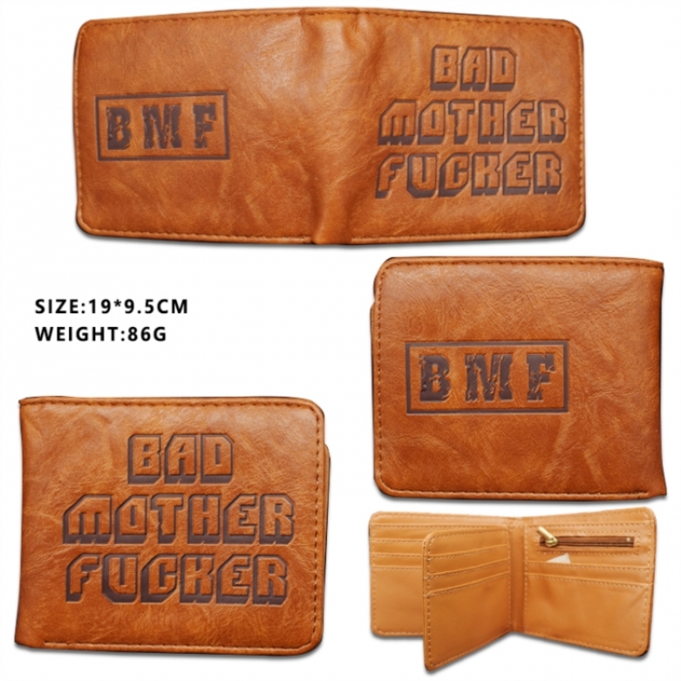 Bad Motherfucker PVC Wallet Short Half Fold Wallet 9.5X23CM