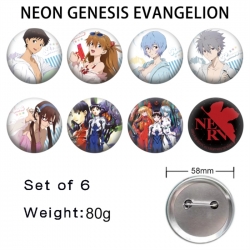 EVA Anime tinplate brooch badge 58mm a set of 8