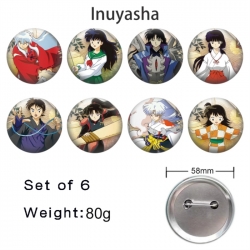 Inuyasha Anime tinplate brooch badge 58mm a set of 8