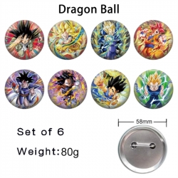 DRAGON BALL Anime tinplate brooch badge 58mm a set of 8