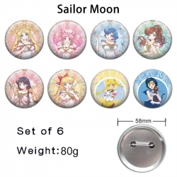 sailormoon Anime tinplate brooch badge 58mm a set of 8