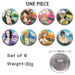 One Piece Anime tinplate brooch badge 58mm a set of 8