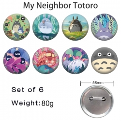 TOTORO Anime tinplate brooch badge 58mm a set of 8