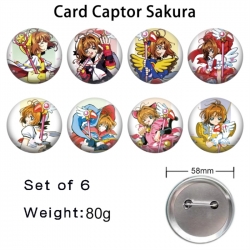 Card Captor Sakura Anime tinplate brooch badge 58mm a set of 8