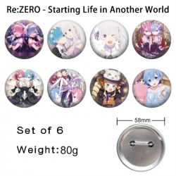 Re:Zero kara Hajimeru Isekai Seikatsu Anime tinplate brooch badge 58mm a set of 8