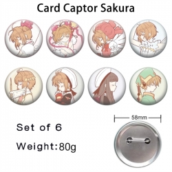 Card Captor Sakura Anime tinplate brooch badge 58mm a set of 8
