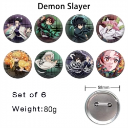 Demon Slayer Kimets Anime tinplate brooch badge 58mm a set of 8