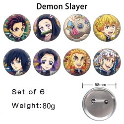 Demon Slayer Kimets Anime tinplate brooch badge 58mm a set of 8