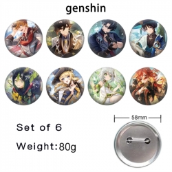 Genshin Impact- Anime tinplate brooch badge 58mm a set of 8