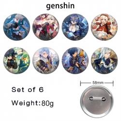 Genshin Impact- Anime tinplate brooch badge 58mm a set of 8