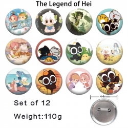 The Legend of Hei Anime tinplate bright film badge 44mm a set of 12