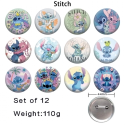 Lilo & Stitch Anime tinplate bright film badge 44mm a set of 12
