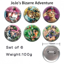 JoJos Bizarre Adventure Anime Tinplate Bright Film Emblem Badge 75mm a set of 6