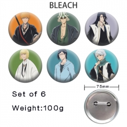 Bleach Anime Tinplate Bright Film Emblem Badge 75mm a set of 6