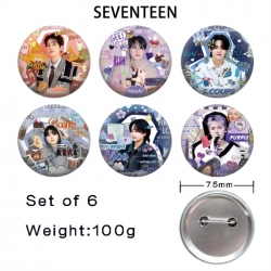 SEVENTEEN Anime Tinplate Bright Film Emblem Badge 75mm a set of 6