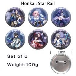 Honkai: Star Rail Anime Tinplate Bright Film Emblem Badge 75mm a set of 6