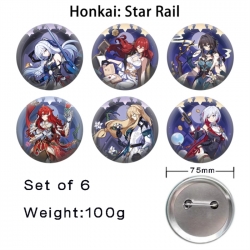 Honkai: Star Rail  Anime Tinplate Bright Film Emblem Badge 75mm a set of 6