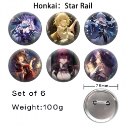 Honkai: Star Rail Anime Tinplate Bright Film Emblem Badge 75mm a set of 6