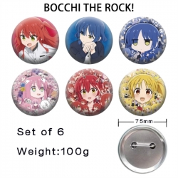 BOCCHI THE ROCK!  Anime Tinplate Bright Film Emblem Badge 75mm a set of 6