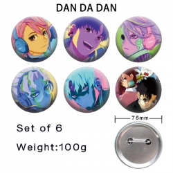 DANDADAN Anime Tinplate Bright Film Emblem Badge 75mm a set of 6