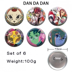 DANDADAN Anime Tinplate Bright Film Emblem Badge 75mm a set of 6
